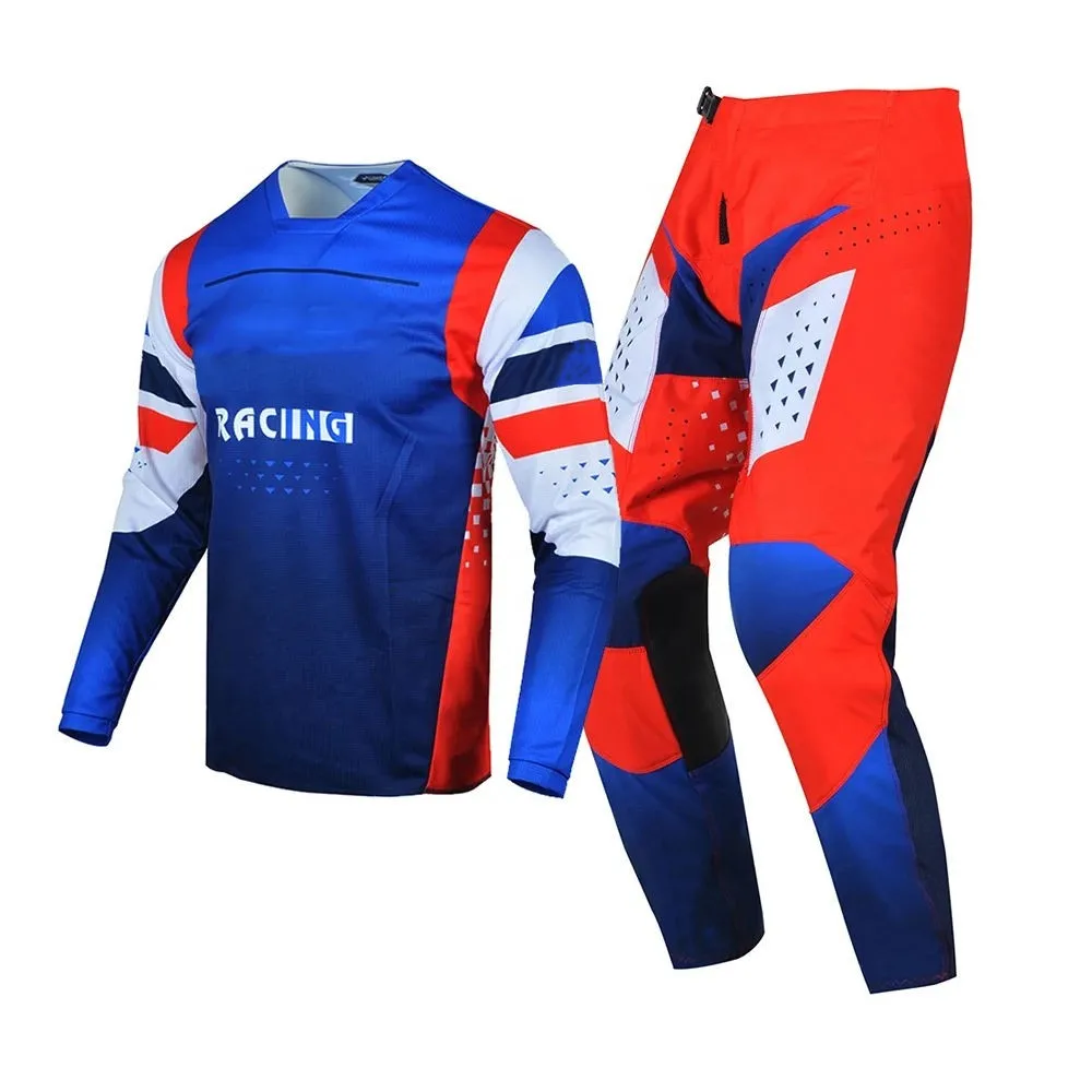 Global racing spirit blue and red national colors motocross kit