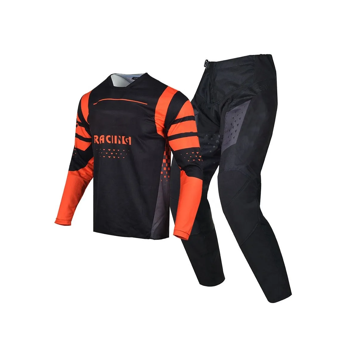 Night ops monochrome black and orange stealth motocross set