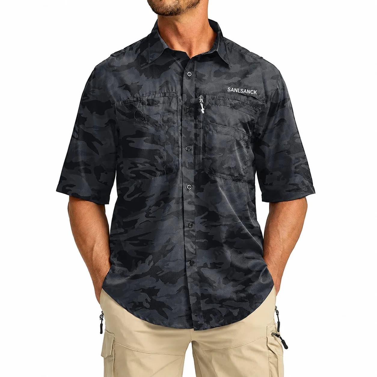 Custom tactical camouflage short sleeve fishing shirt