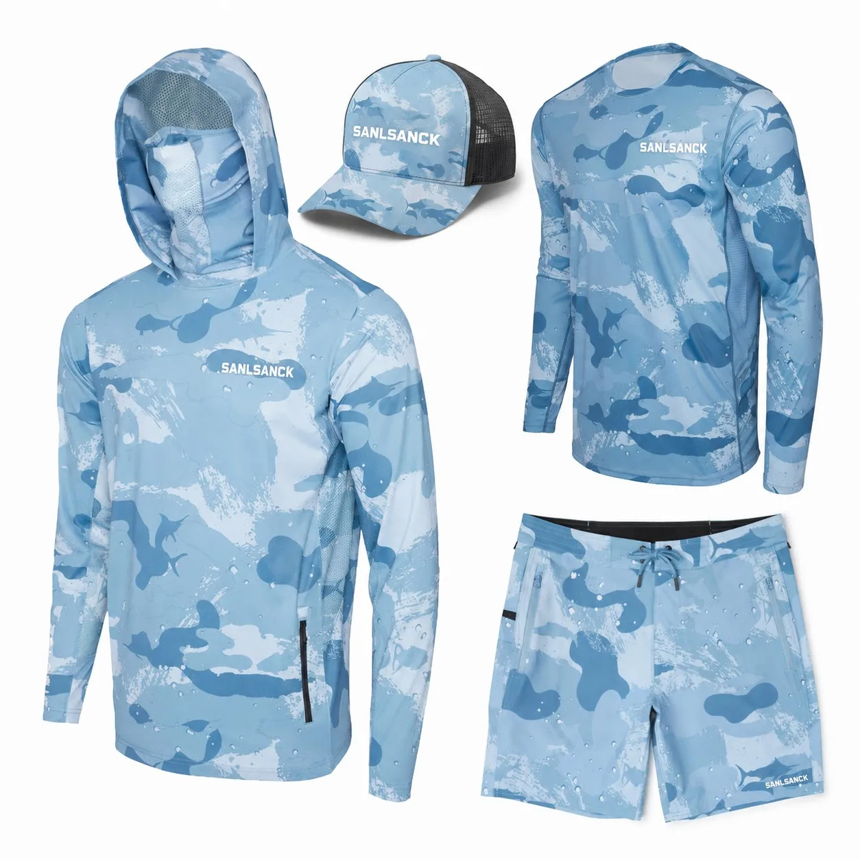 Custom ocean design fishing clothing set for teams and brands