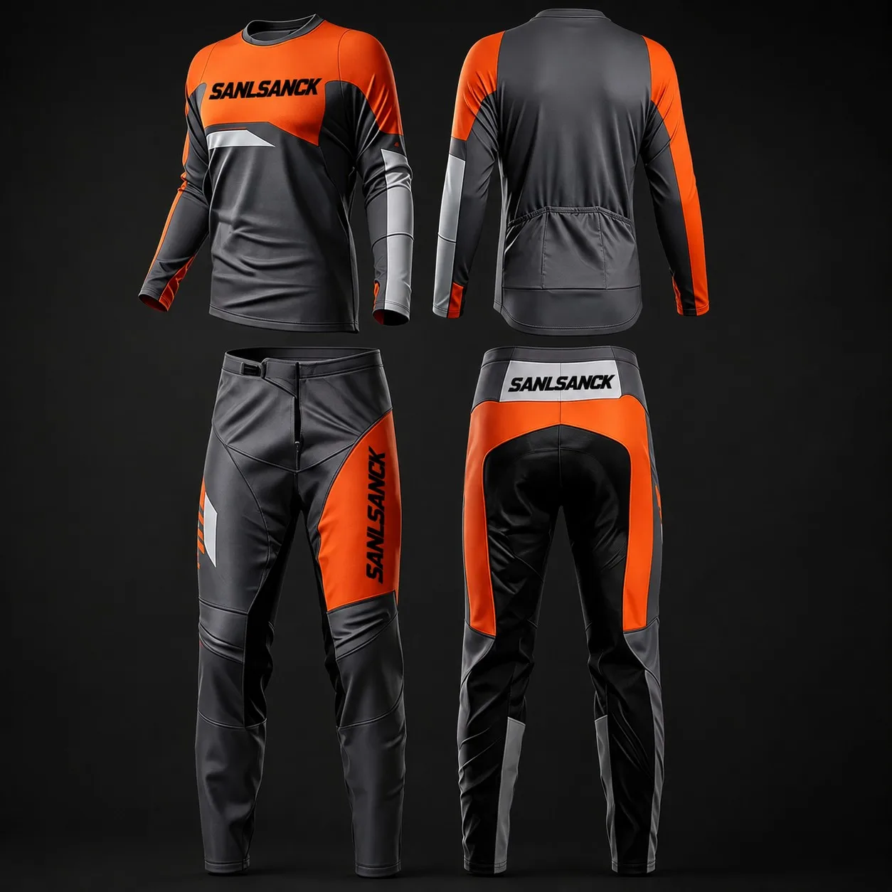 Signature grey and red stealth motocross racing uniform