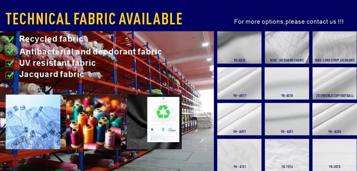Elite performance technical fabric library with recycled fabric, antibacterial deodorant, UV resistant and Jacquard ventilation weaves for custom cycling apparel