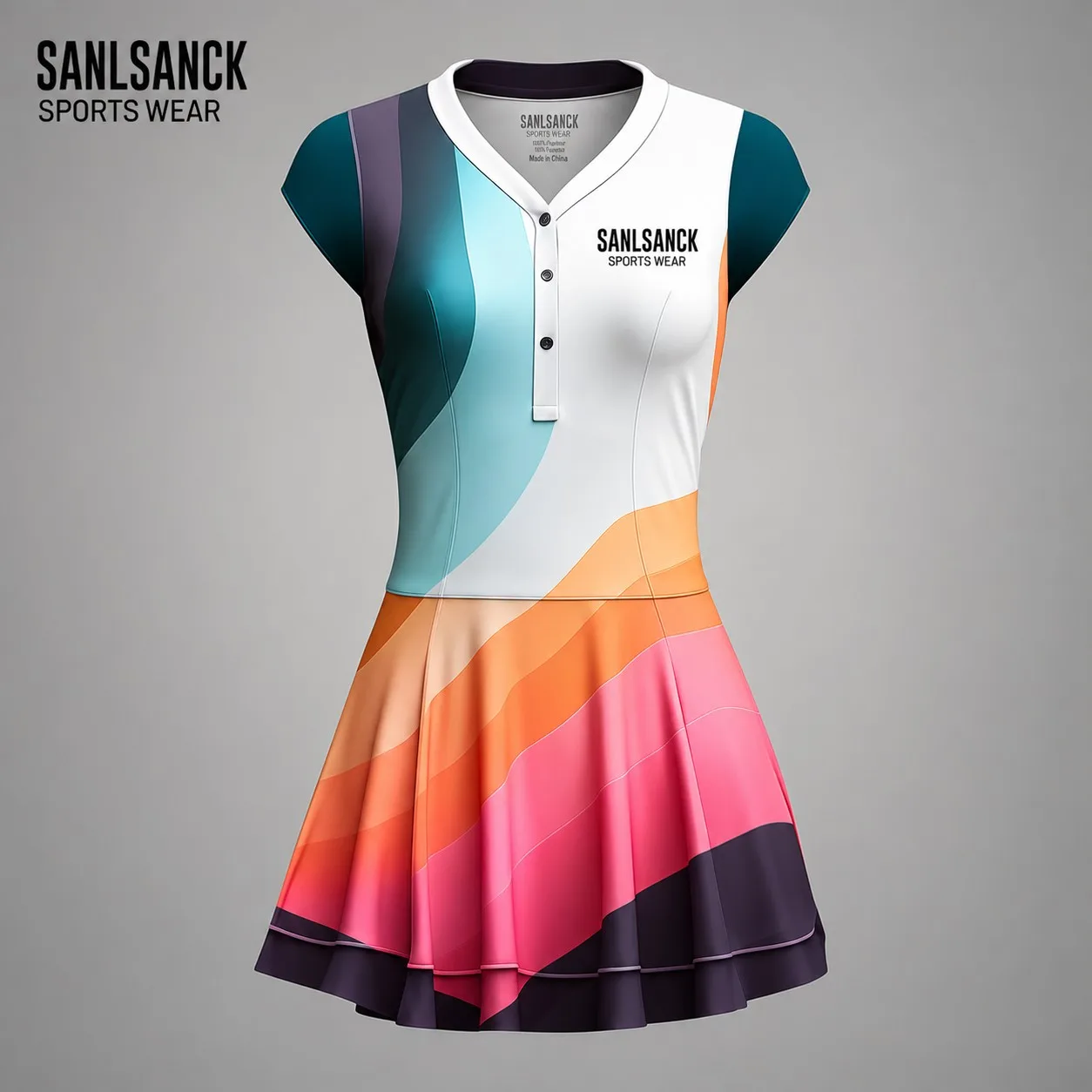 Artistic Gradient, Pleated Skirt, Vibrant Design