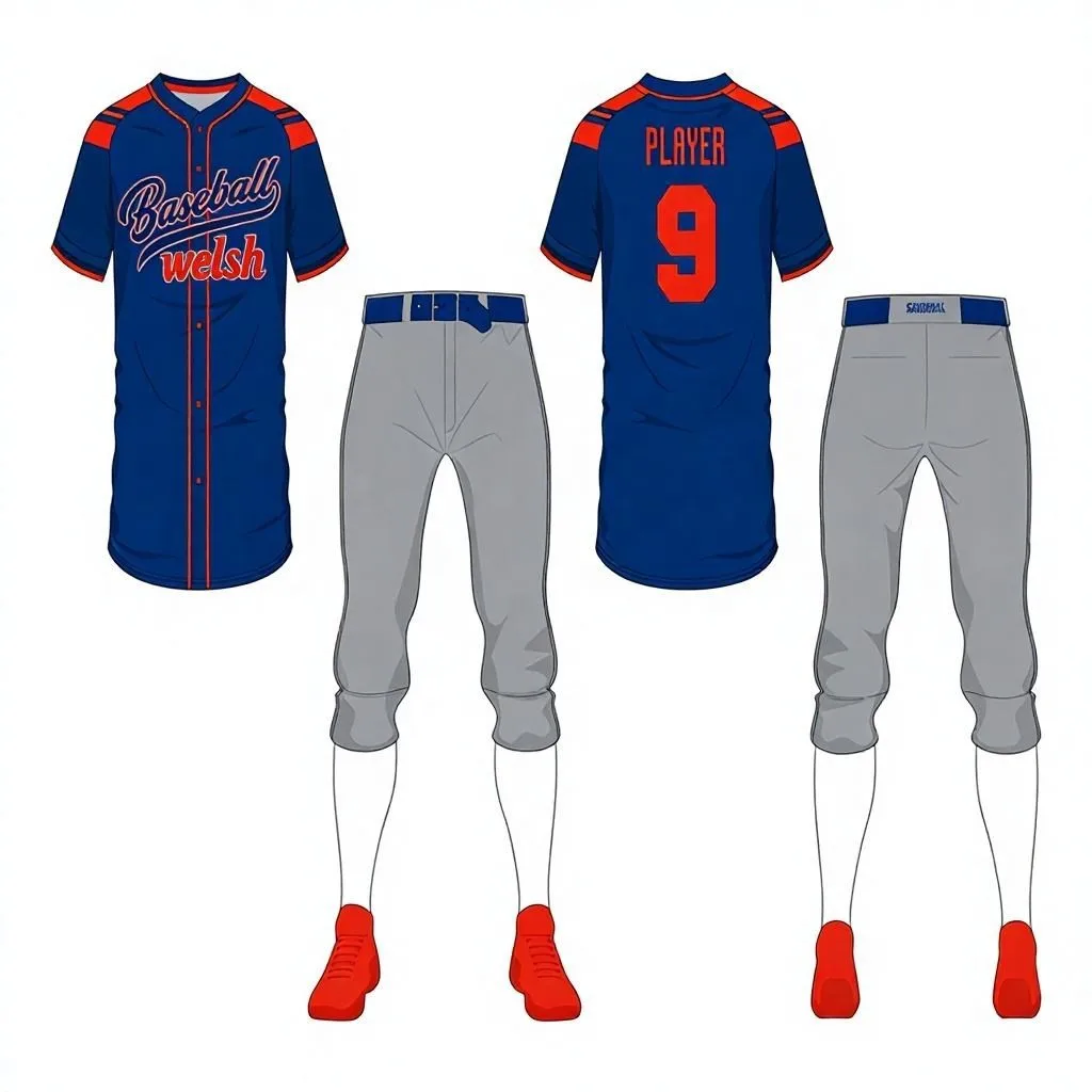Blue and grey digital print custom baseball jersey and team kit